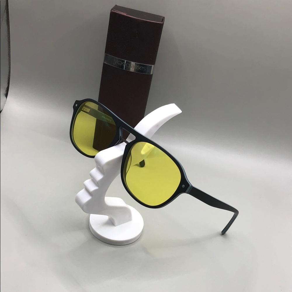 YesGlasses YesLook Grandpa Acetate Black Aviator Yellow Tinted Sunglasses Unisex